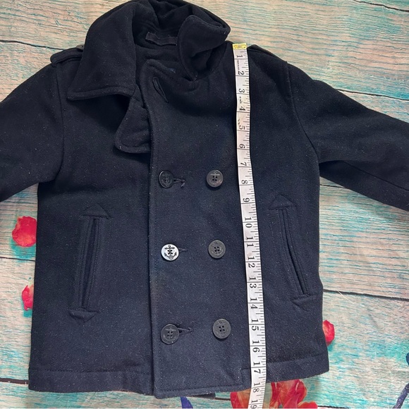 BABY GAP Boys Size 4 Dark Blue Pea Coat Wool Lapel collar, double-button front - Picture 7 of 10